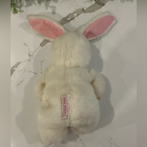 VINTAGE 1997 ANNE GEDDES 9” Baby Doll Stuffed Plush In White Bunny Rabbit Suit - Picture 3 of 4